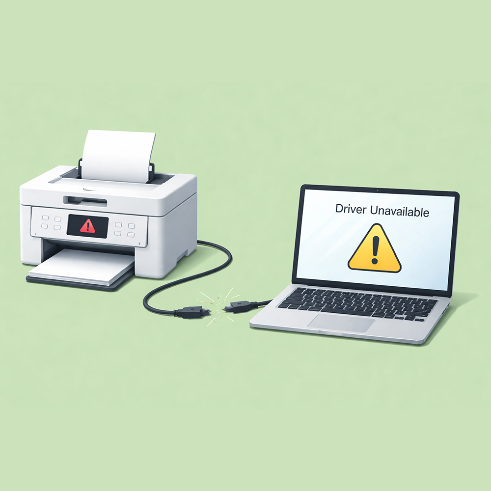 چرا پرینتر کار نمی‌کند؟ حل مشکل در دسترس نبودن درایور